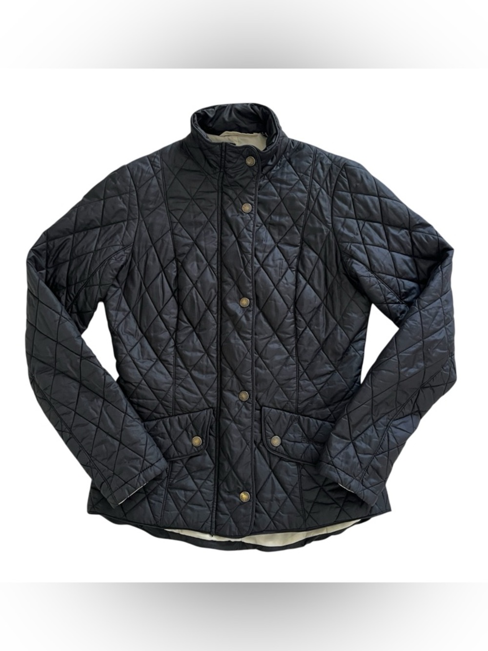 Barbour Flyweight Cavalry Quilted Black Jacket Women’s Lightweight Size 4